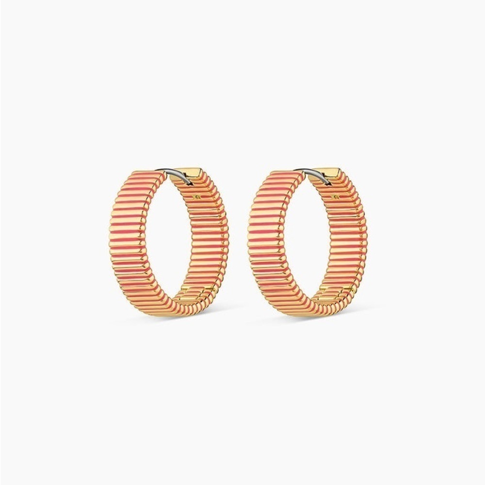 Gorjana New 18k Gold Plated Brass Catalina Enamel Hoops Pink - Picture 1 of 5